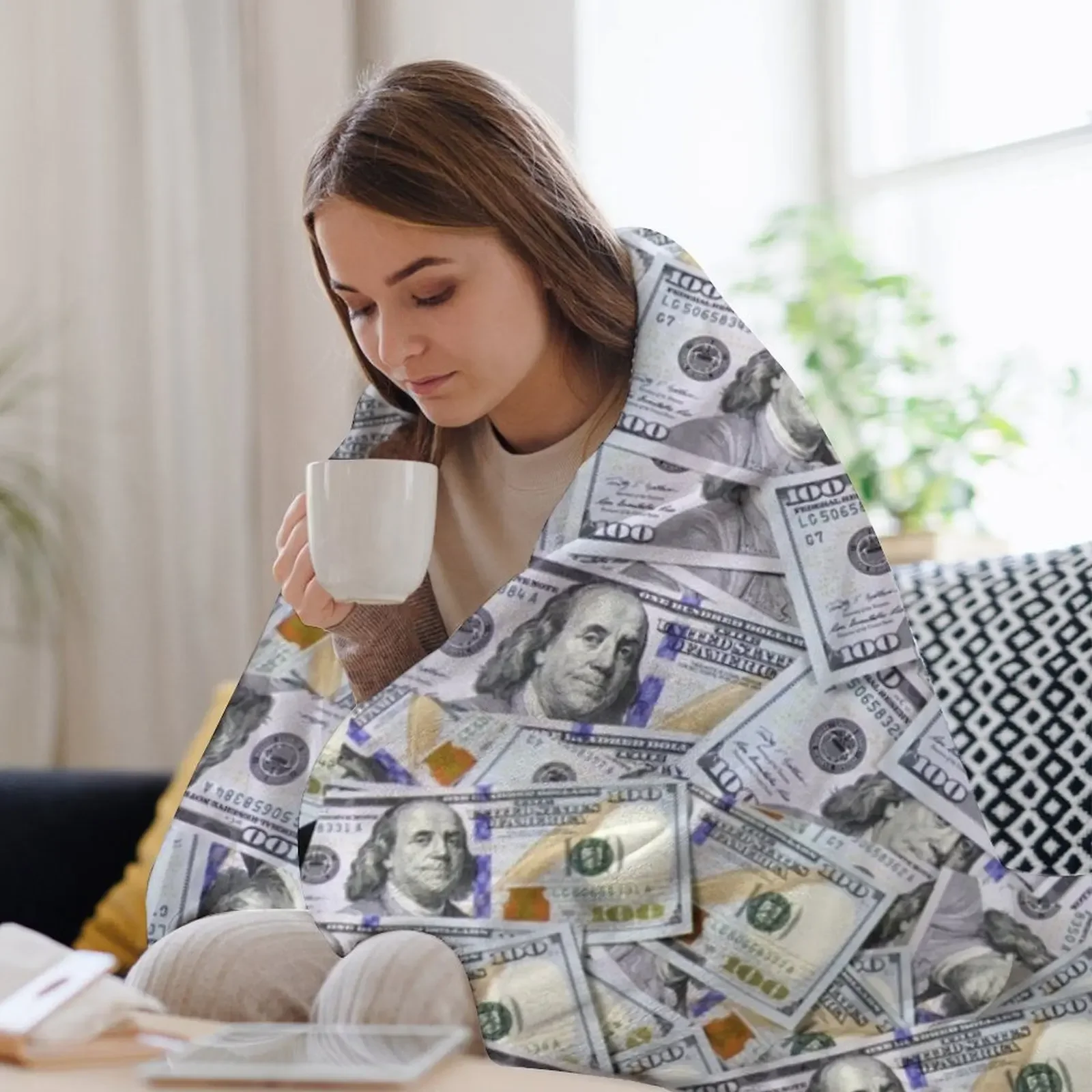 مائة فواتير دولار رمي بطانية كبيرة بطانيات أريكة الزخرفية أرائك الديكور بطانيات التخييم