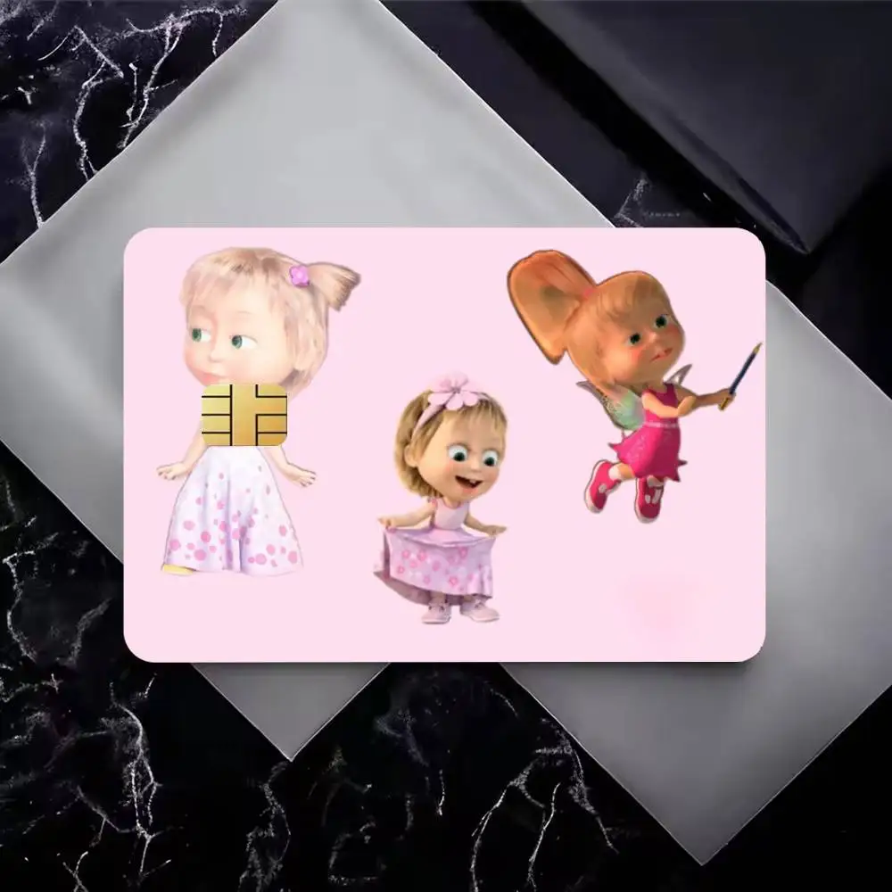 M-Masha And B-Bears  High‑Res Game Chip Decals Credit Card Mini Waterproof Vinyl Ornament Useful Gift