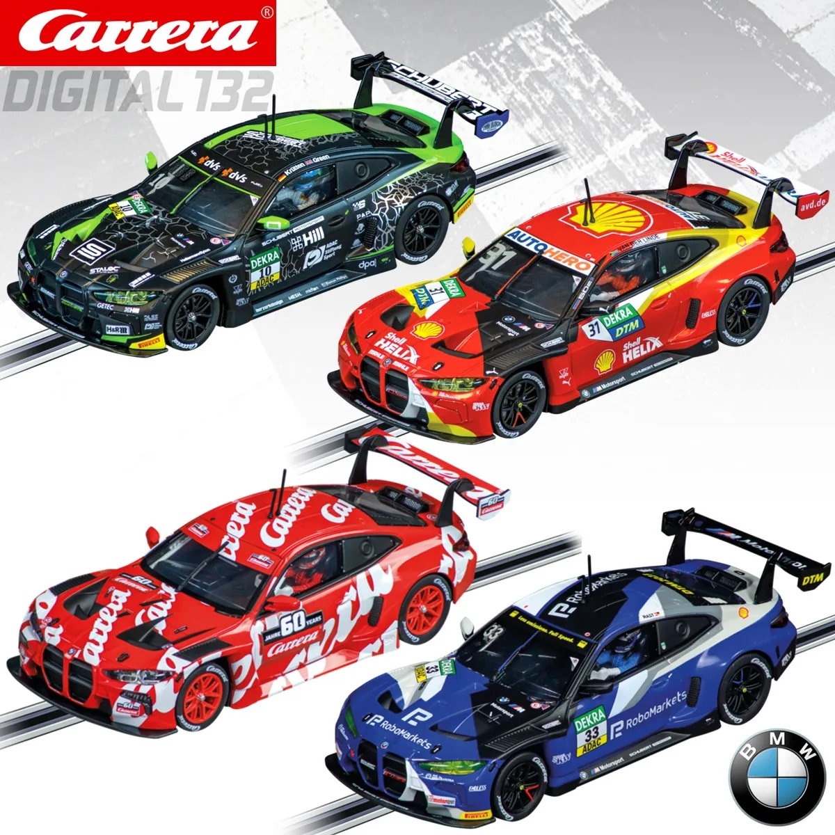 Carrera Slot Car Digital 132 BMW M4 GT3 31077 Schubert Motorsport No.31 / 31078 No.10 / 31079 60 Jahre Carrera / 32012 DTM 2023