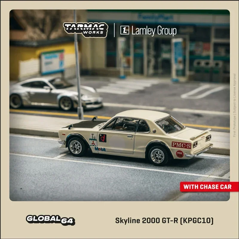 Tarmac Works x Lamley Group 1:64 Skyline 2000 KPGC10 Biały model samochodu odlewany ciśnieniowo