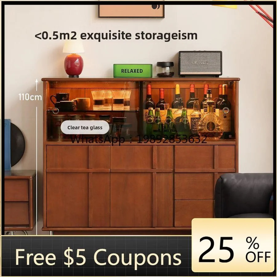 

LYY Vintage Style Sideboard Retro Solid Wood High Cabinet Integrated Wall-Mounted Storage Large Capacity Living Room Cabinet