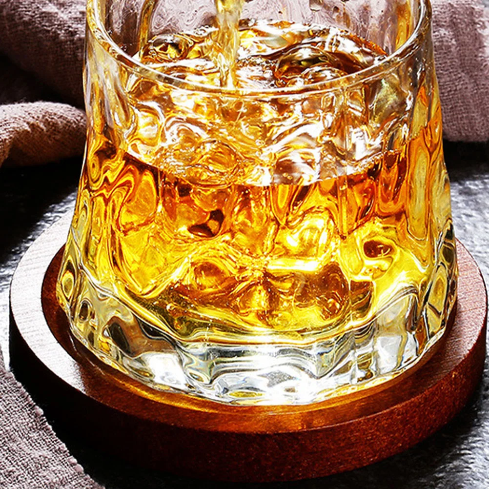 

6Pcs Wood Coasters Creative Spinning Rotatable Circular Rustic Drink Cup Pads Insulation Base for Whiskey Beer Glass Home Bar