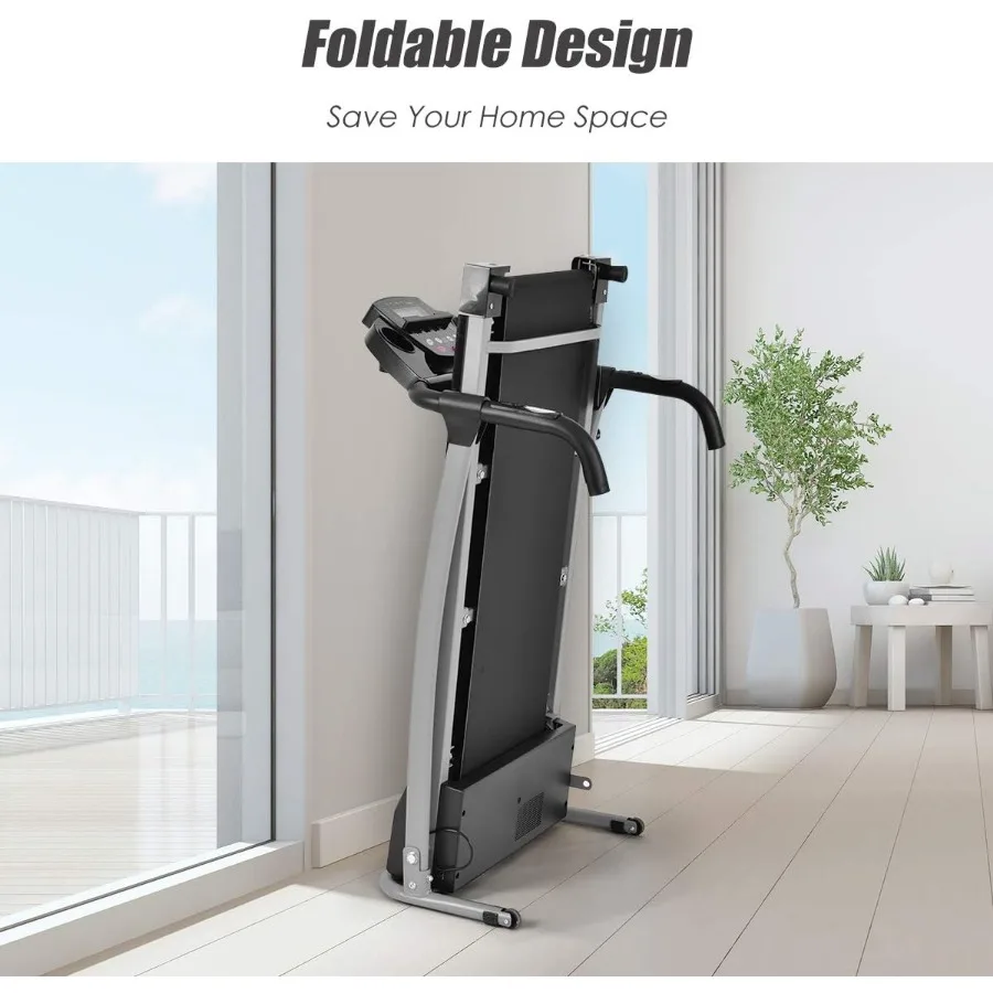 Foldable Freestanding Portable Treadmill with 12 Preset Programs LCD Monitor Built-in Wheels and Pulse Sensor for Home Use in S