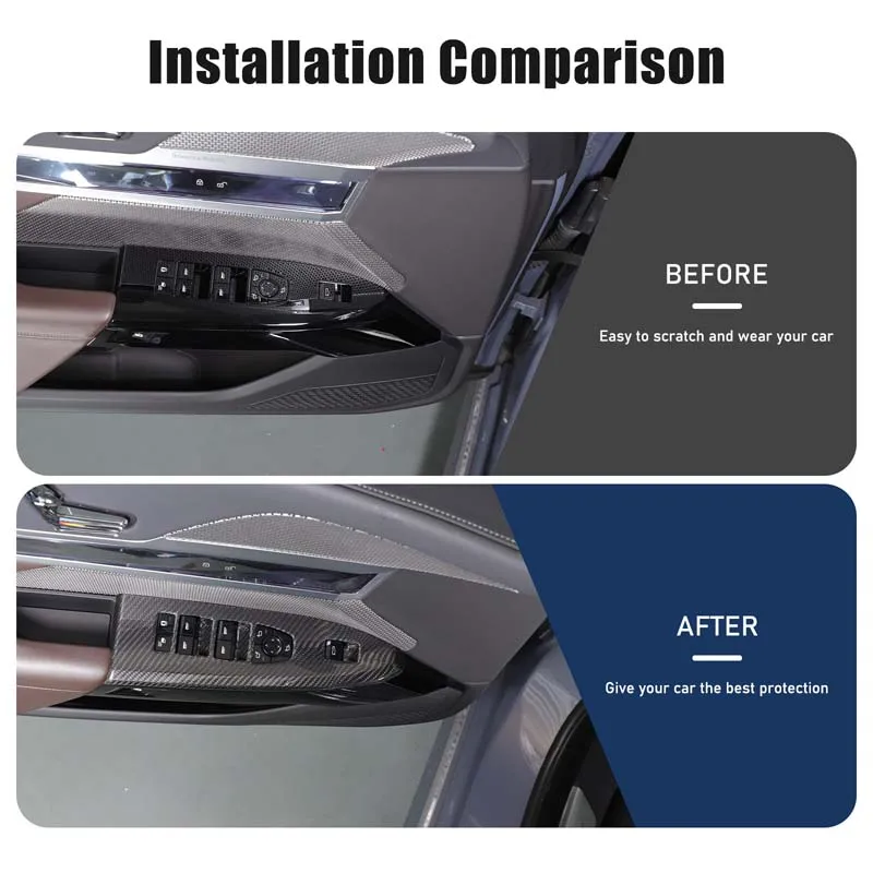 

For BMW 7 Series G70 2023 2024 2025 Car Styling Window Glass Lifting Buttons Frame Decoration Cover Trim Carbon Fiber