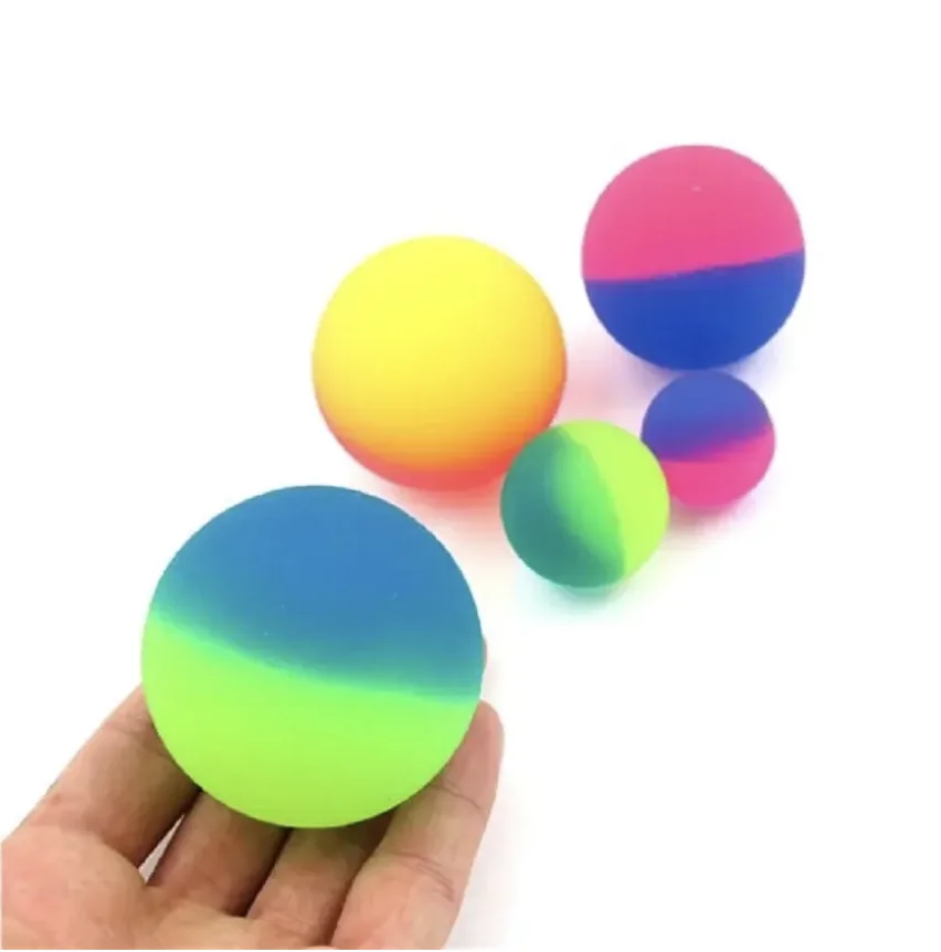 Multi size dual color elastic ball children colorful boy outdoor solid rubber bouncing ball sports game fun ball egg toy