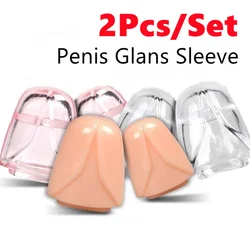 Reusable Silicone Penis Sleeve Glans Condom Penis Extender Erection Foreskin Chastity Cage Dick Enlargement Sex Toys For Men