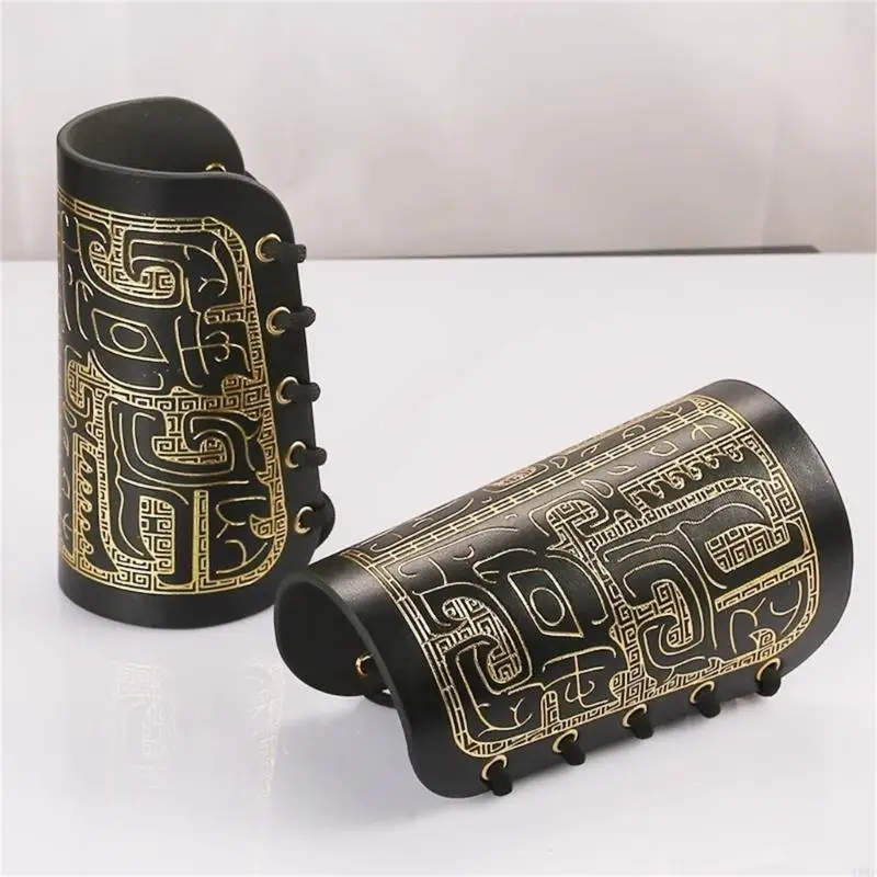 

49MF Chinese Hanfu Costume Arm Cuff for Cosplay Parties Medieval PU VintageArchery Bracers Knight Arm Guards