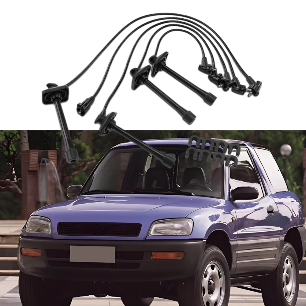 

Набор проводов свечей зажигания для Toyota RAV4 L4 2.0L двигатель 1996-1997 671-4145 90919-21598 90919-21609 черный пластик + силикагель, 5 шт.