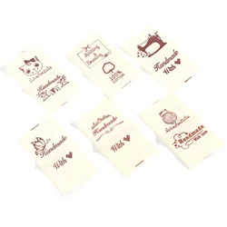 100PCs Rectangle Cotton Cloth Label Handmade Cartoon Sewing Tools Pattern Label For Knitted Hats Printed Cotton Woven Sew Tags