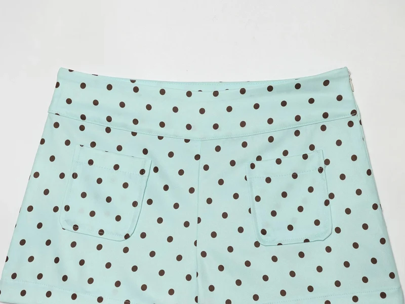 HXAO Damen-Set mit gepunkteten Mini-Shorts und langärmeliger Bluse für den Sommer, niedliche Vintage-Urlaubsoutfits – Detail 11