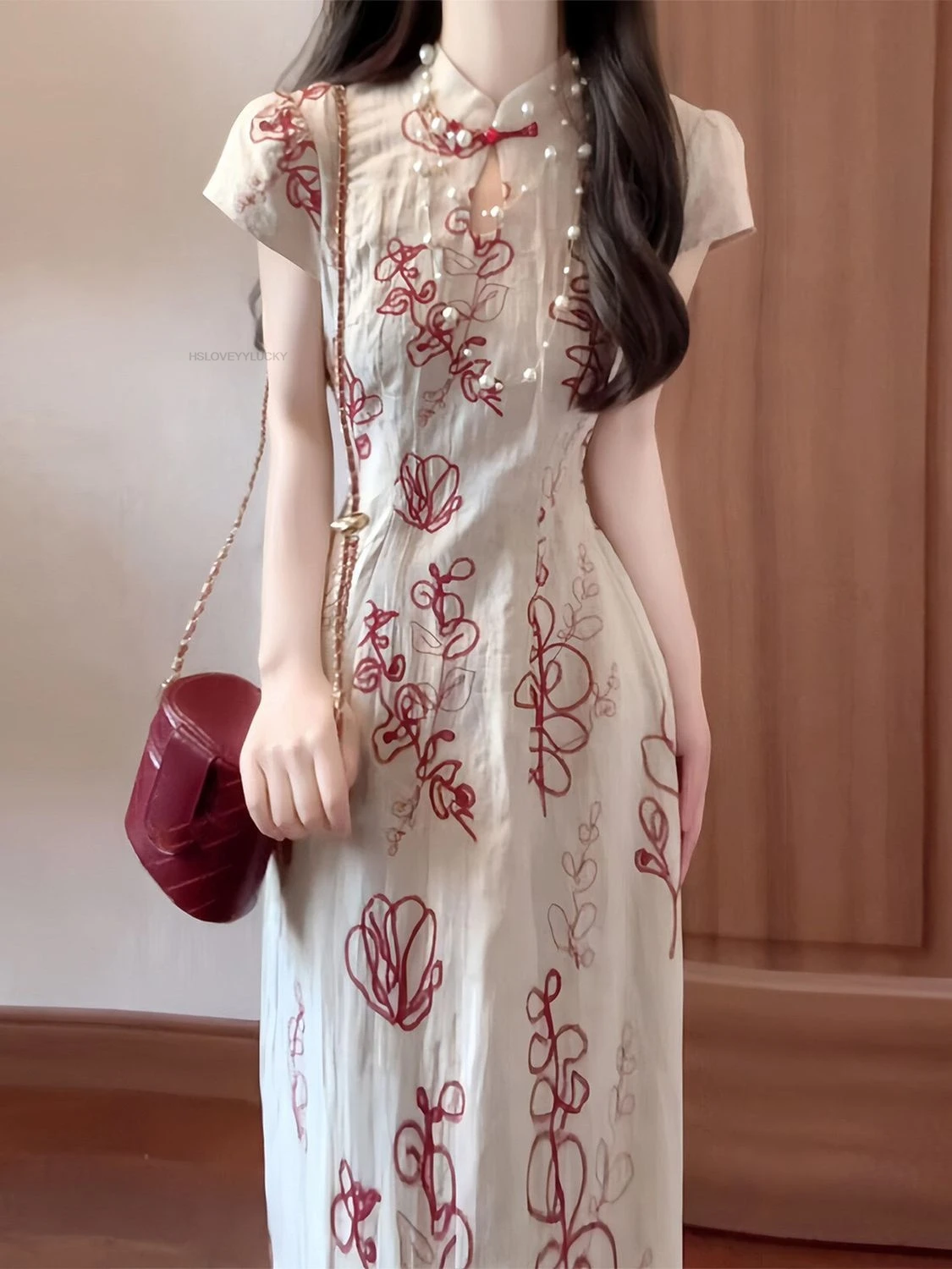 

Summer Dress Chinese Retro Embroidered Cheongsams Improved Qipao Temperament One-piece Stunning Dress Lady Cheongsam Dress