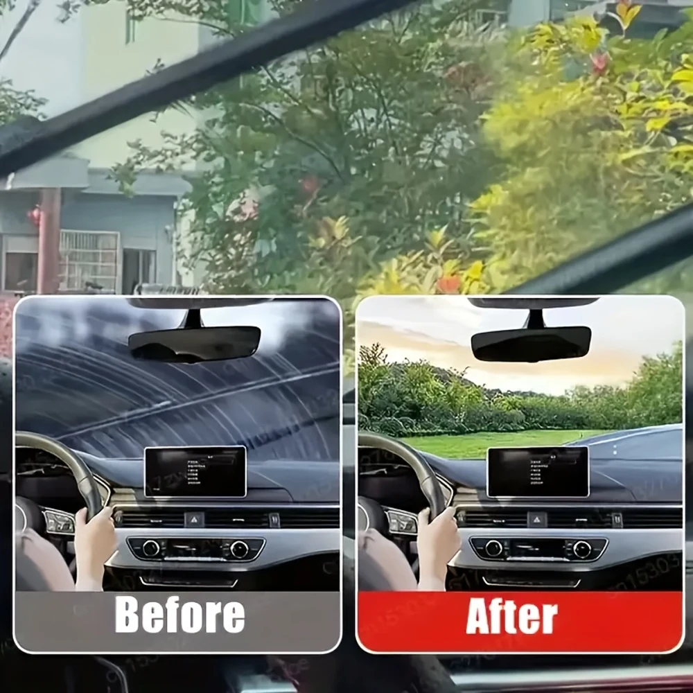 JOKJOK Glass Polish Paste - Heavy-Duty Windshield & Mirror Restorer, Scratch Remover Cream for, Boats, Motorcycles, RVs - Before