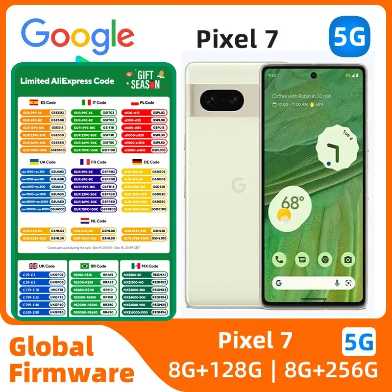 Google Pixel7  5G 6.3Inch OLED 90Hz Screen Google Tensor 30W Super Charge 4700mAh Battery OTG used phone