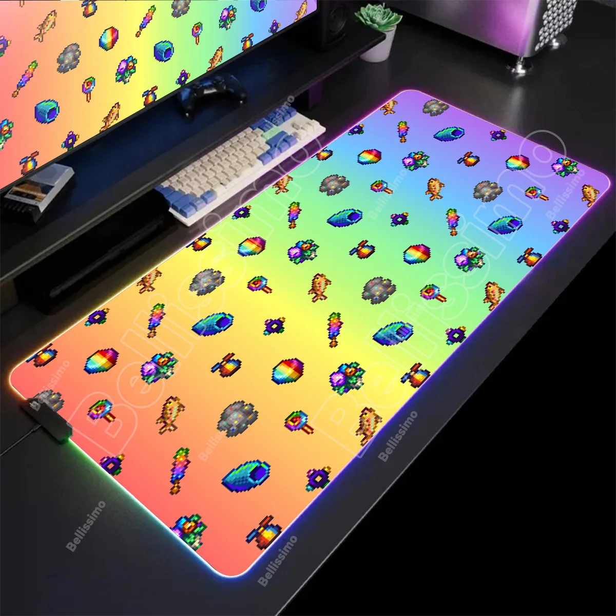 

Game Stardew Valley RGB Pc Gamer Keyboard Mouse Pad Mousepad LED Lighting Glowing Mouse Mats Rubber Gaming Computer Mausepad