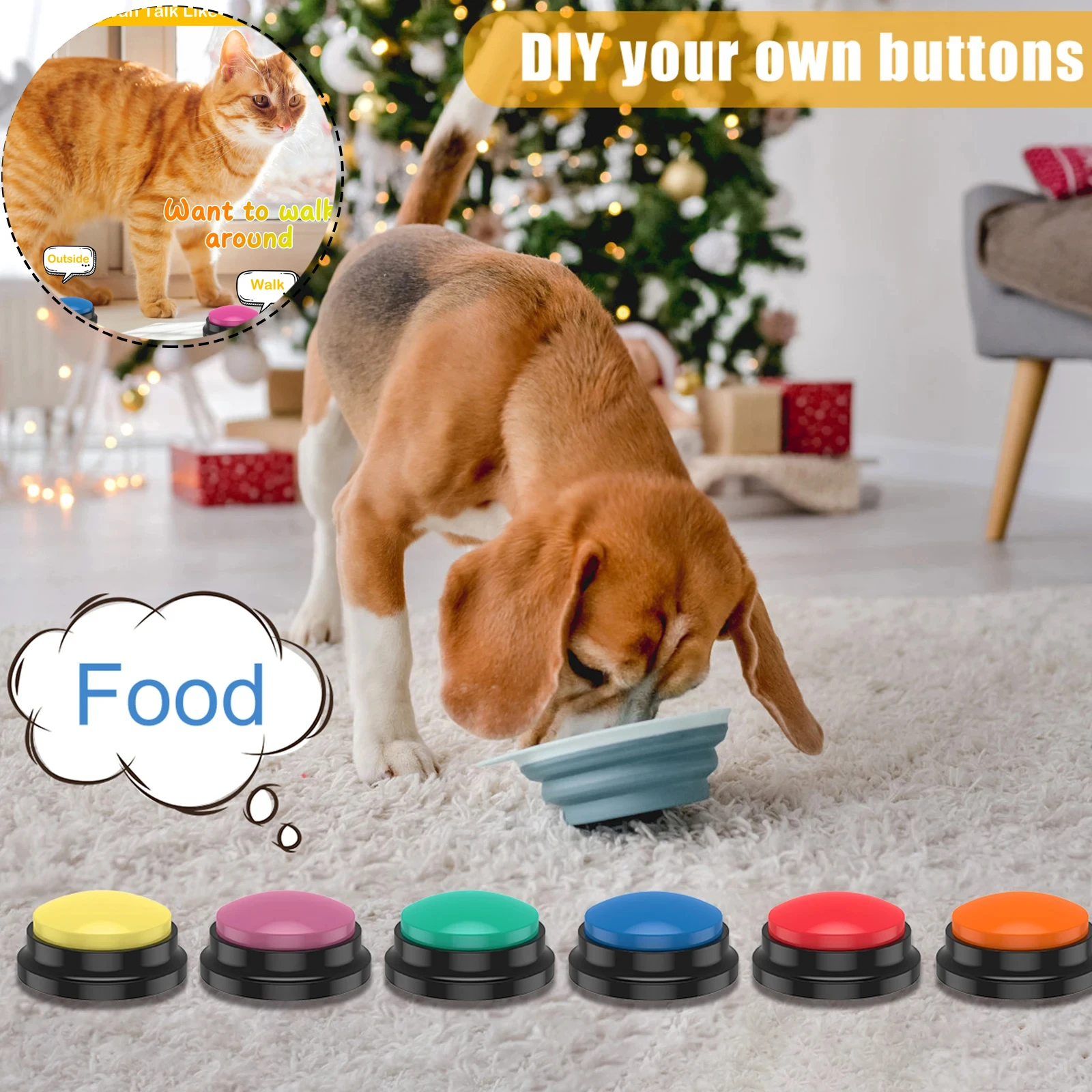 

Recording Button Dog Button for Communication Pet Training Buzzer 30 Second Recording Playback Fun Gift for Learning Office