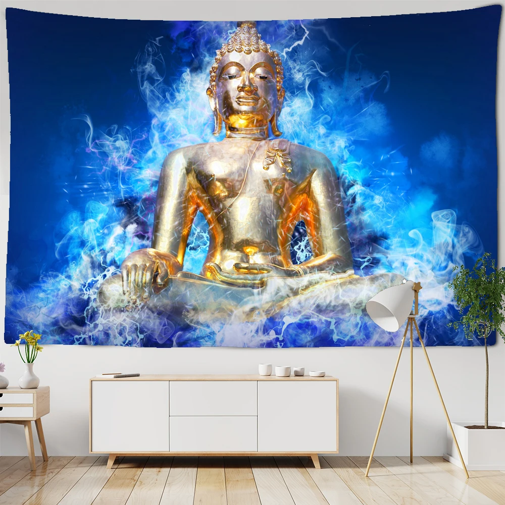 Indian Buddha's meditation psychedelic scene home art decorative tapestry Hippie Bohemian decorative Mandala sheet sofa blanket