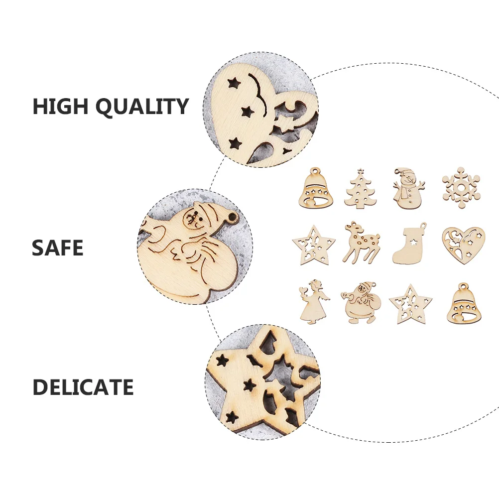 100 قطعة من رقائق خشبية لعيد الميلاد، شرائح فارغة ذاتية الصنع، خفيفة الوزن وسهلة الشكل، شرائح خشبية لعيد الميلاد