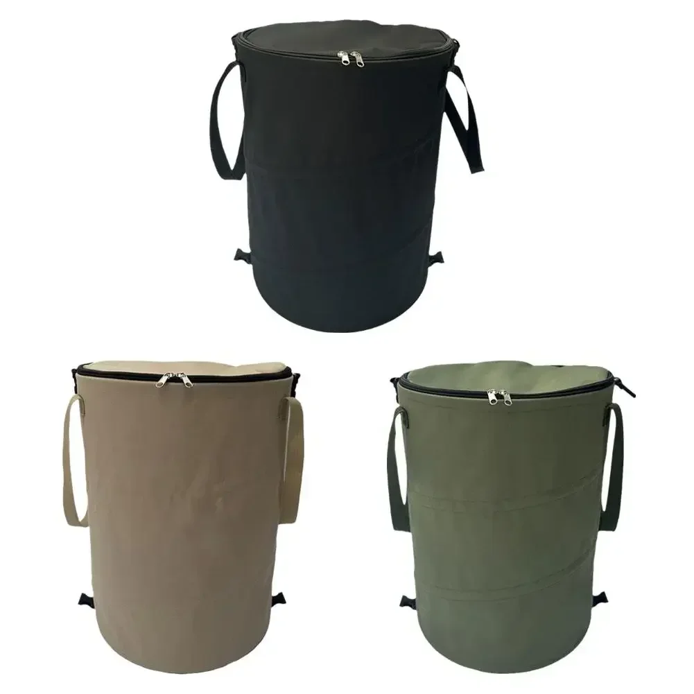 

Outdoor Camping Folding Garbage Bin Thickened Oxford Cloth Garden with Lid Portable Carrying Fallen Leaf Garbage Bin