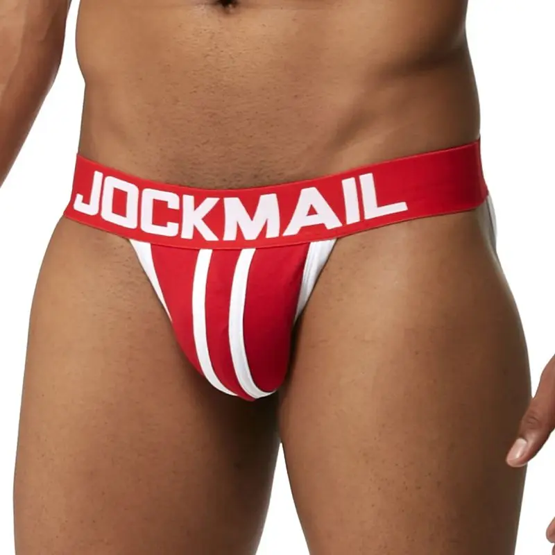 JOCKMAIL marka mężczyźni Jockstraps bawełna Sexy mężczyzna Backless pośladki tanga hombre stringi stringi męskie paski jock Gay bielizna