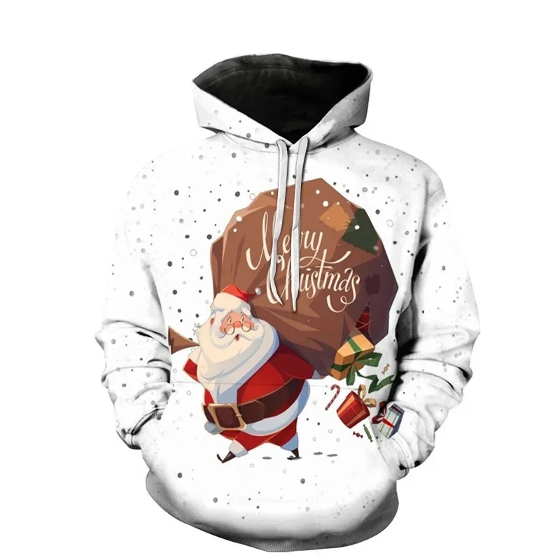 

Santa Claus Carrying Christmas Gifts Riding Elk Deer Men's 3D Print Funny Christmas Cool Hoodies Oversized Graphic Pullover