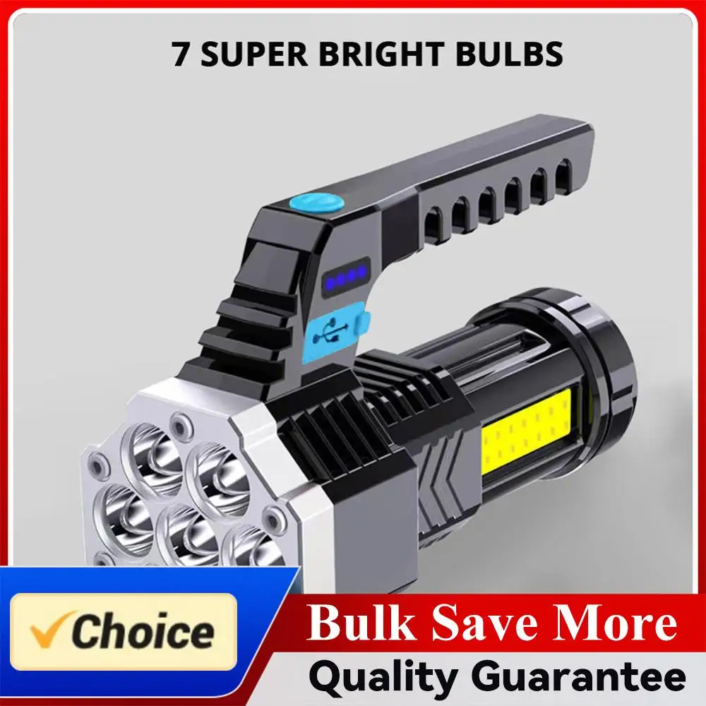 High Power LED Flashlights Camping Torch With 7 Lamp Beads And COB Side Light Rechargeable Outdoor Hiking Portable Hand Lantern
