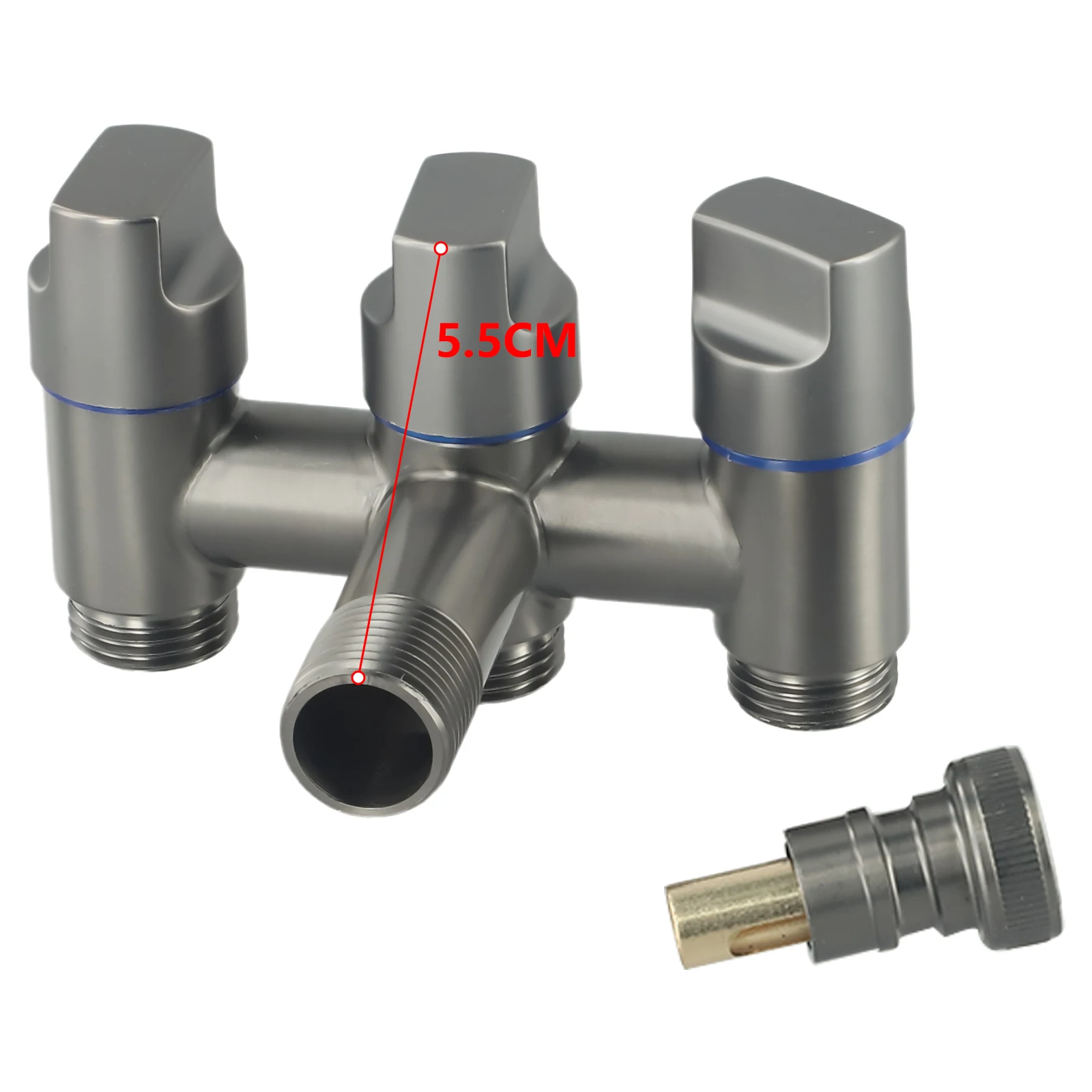 Stainless Steel Three-Way Water Control Valve for Toilet Bidet Sprayer with In-Three-Out Function and G1/2 Inch Threaded Fitting