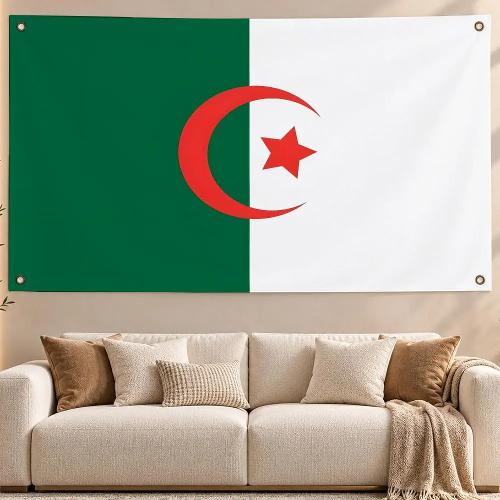 Heritage Country Algeria Flags Aesthetic Wall Hanging Flag Banner Bedroom Living Room Home Decor Large HD