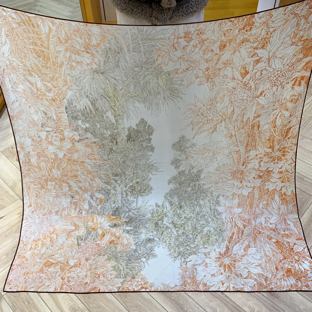 Luxury Winter Scarf Handmade Rolled Shawls Large Warm Square Stole Women Wool Silk Blend Cape Head Neck Accessories