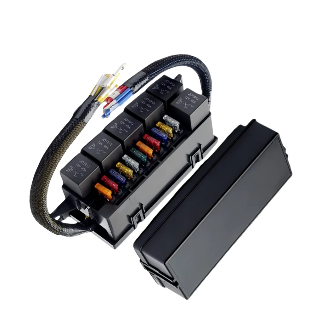 11 Terminal Car Fuse Panel with 6 Relays for Effective Load Distribution in Modified Automotive Electrical Systems