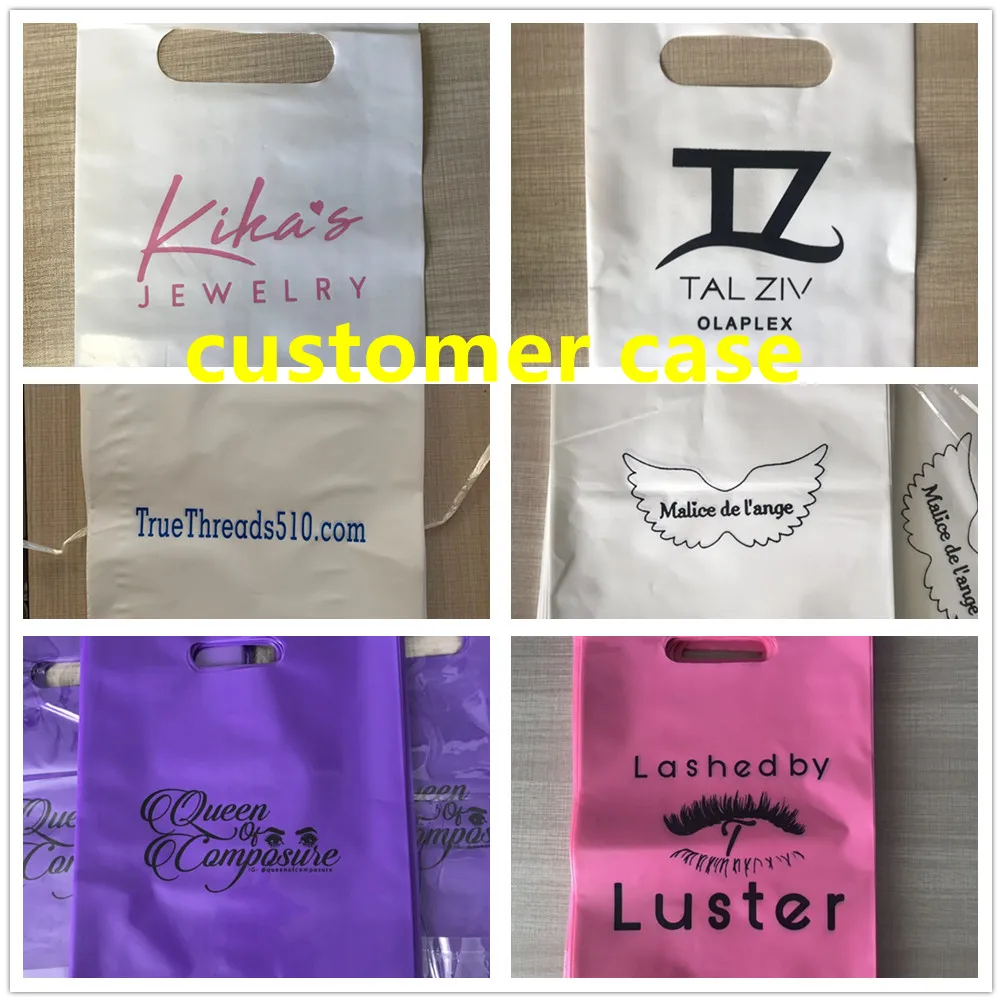 Customized Logo Shopping Bag, Portable Plastic Gift Packing Bags, Busins Customer Plastic Bag, 100Pcs