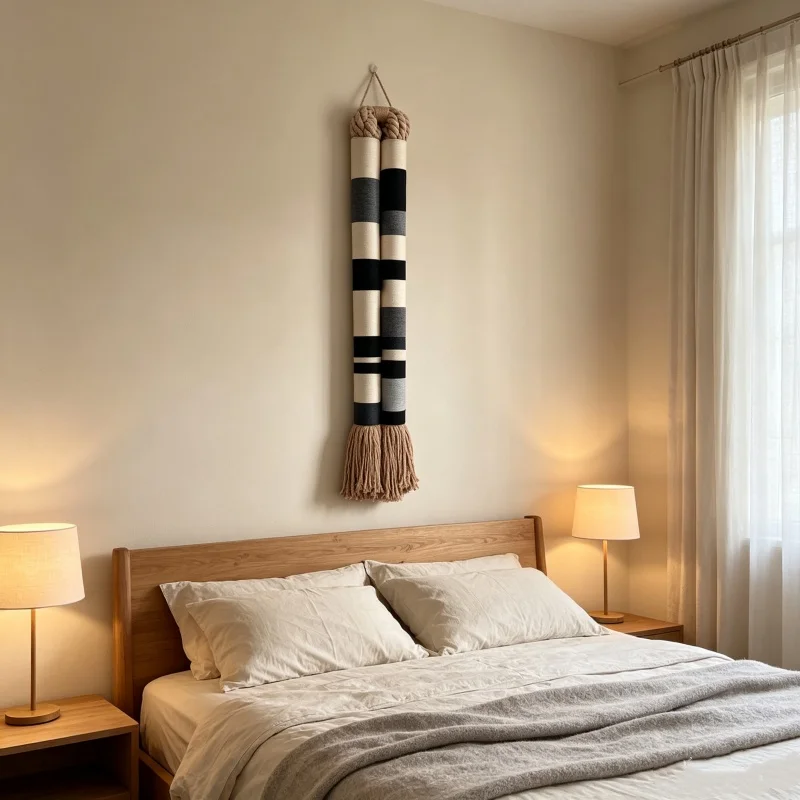 Macrame Wall Hanging Wall Art Vertical Tassel Wall Decor Modern  Fiber Wall Sculpture for Living Room Interior Decoration