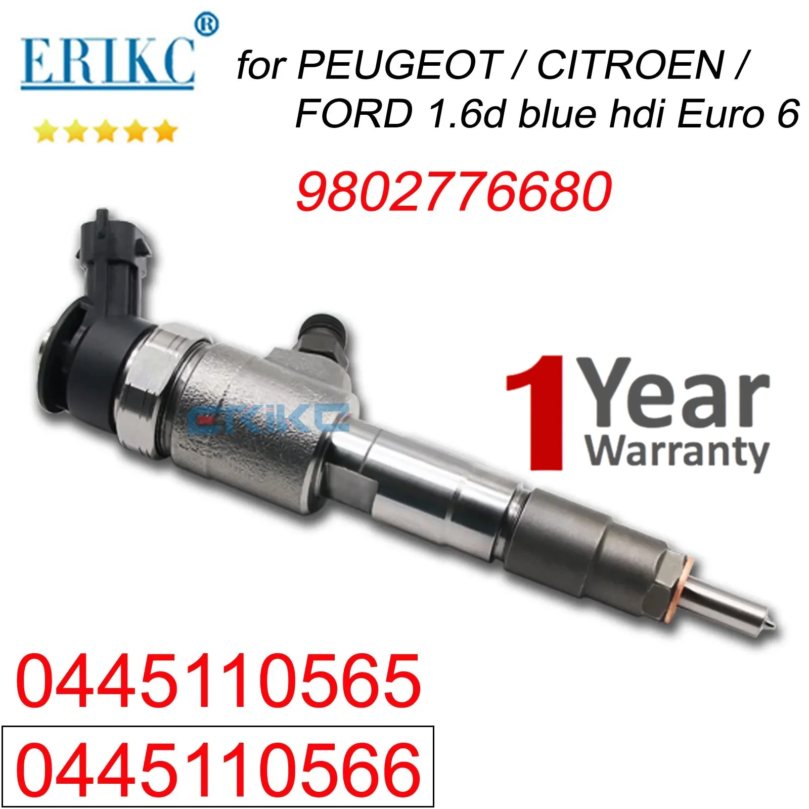 

0445110565 0445110566 Car Parts Injection 0 445 110 566 Diesel Injector 0 445 110 565 for Citroen Ford Peugeot 9802776680