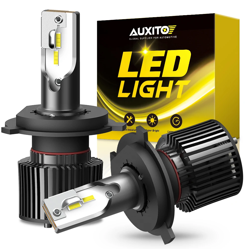 AUXITO 2pcs Turbo H4 HB2 9003 LED Headlight Bulbs 16000LM 6000K White H7 High Low Beam LED Headlamp 50W Automobiles Lights Bulbs