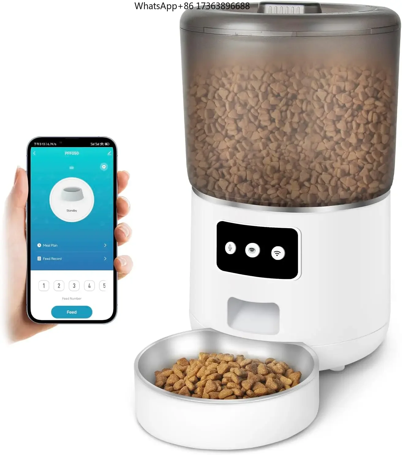 Wellfine Portable Smart Pet Feeder 1.5kg USB Dry Food Dispenser 4L Stainless Steel Dog Cat Bowls