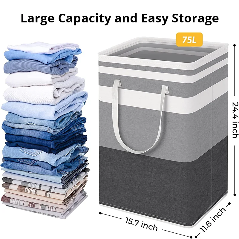 1pc Grey Large Capacity Waterproof Cotton Linen Dirty Clothes Basket Simplified Clothes Sundrie Storage Box Foldable Storage Bag