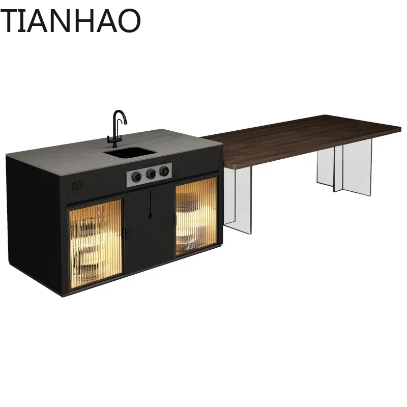 Kitchen Island  Living Room Bar Front Desk  Small Unit Rock Slate Dining Table Multifunctional Cooking Table