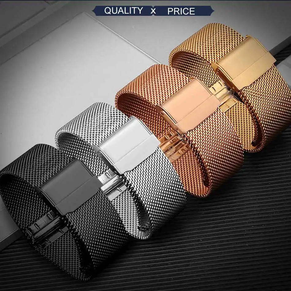 Milanese Watchband 12mm 14mm 16mm 18mm 20mm 22mm 24mm Universal Stainless Steel Metal Watch Band Strap Bracelet Black Rose Gold image 5