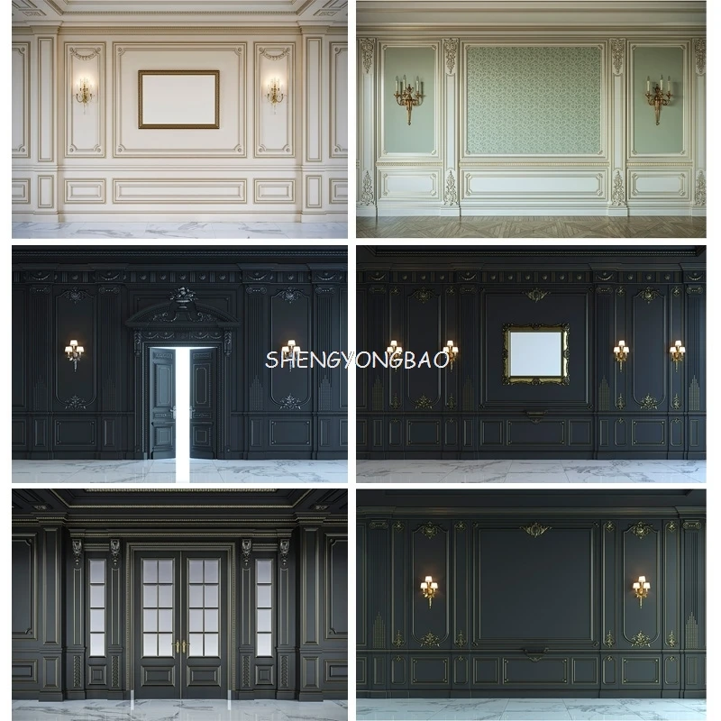 

Classic Palace Ceiling And Home Decor Empty Room Photography Backdrops Props Wall Cabinets Indoor Window Theme Background TQ-08