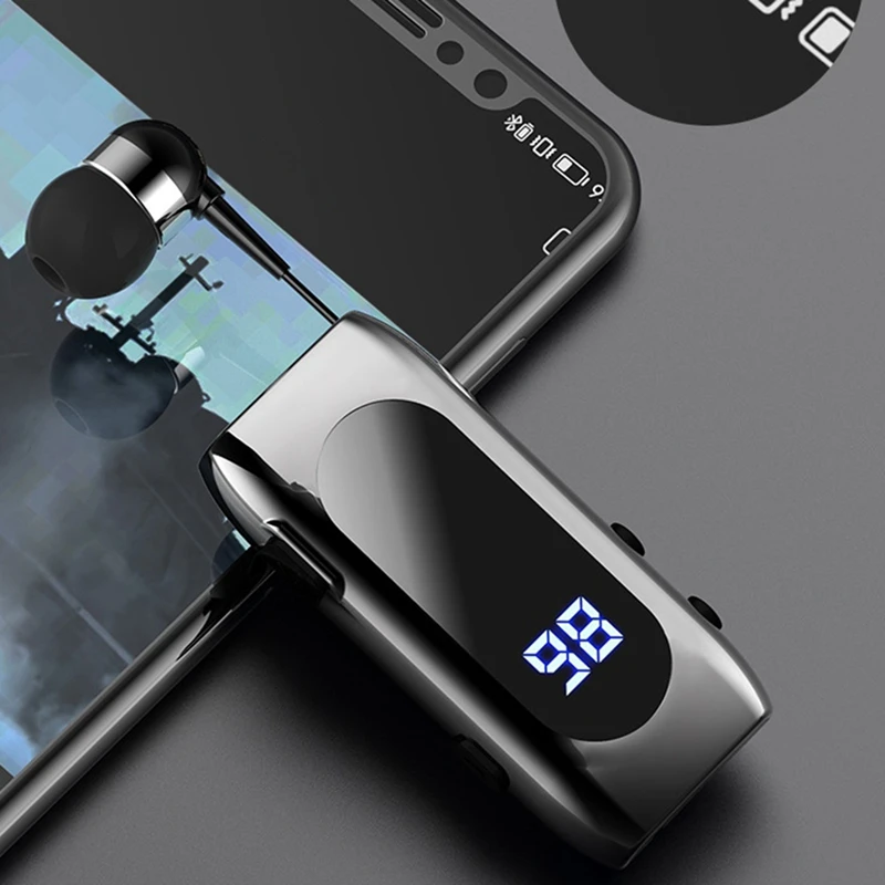 K55 Wireless Lavalier Headset, Display Digital, Impermeável, Cabo de Negócios, In-Ear, Ultra Bluetooth