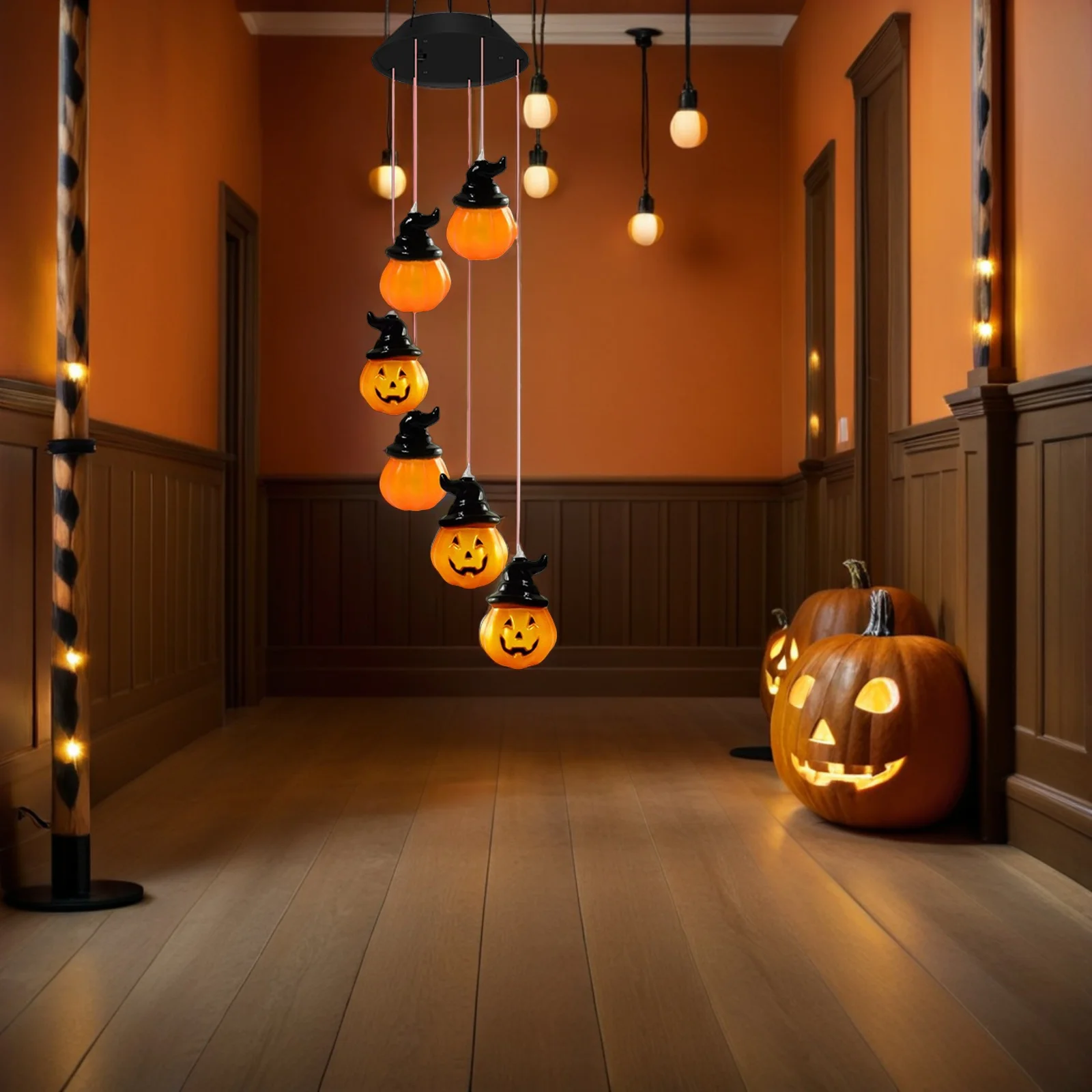 

2Pcs Solar Pumpkin Wind Chime Color Changing Jack O Lantern LED Lights Halloween Yard Pathway Porch Garden Decor Waterproof