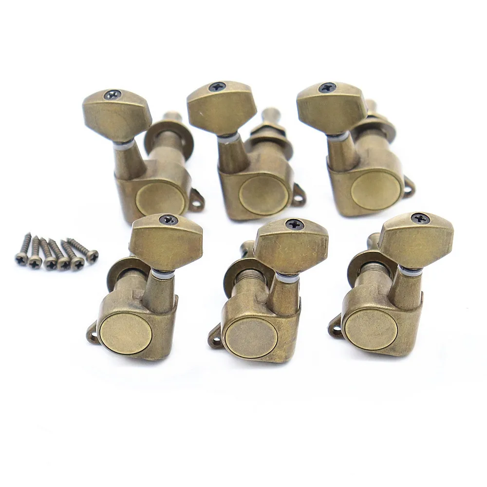 

Electric Guitar Tuning Pegs Guitar Tuners Machine Head Small Square Handle 3L3R/6R/6L for ST LP Guitar Red Copper/Bronze