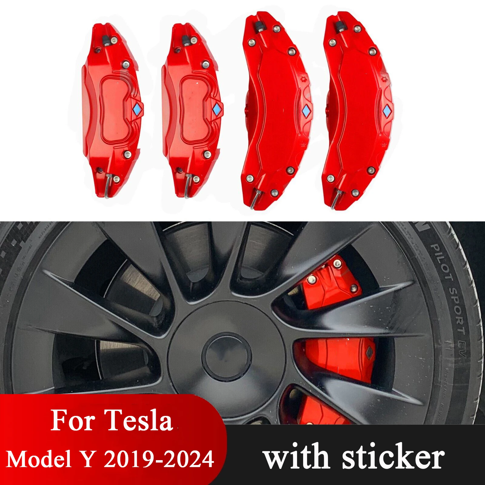 赤色 ブレーキキャリパー(TESLAロゴデカール付き) 赤色 ブレーキキャリパー(TASLAロゴデカール付き) 赤色 ブレーキ