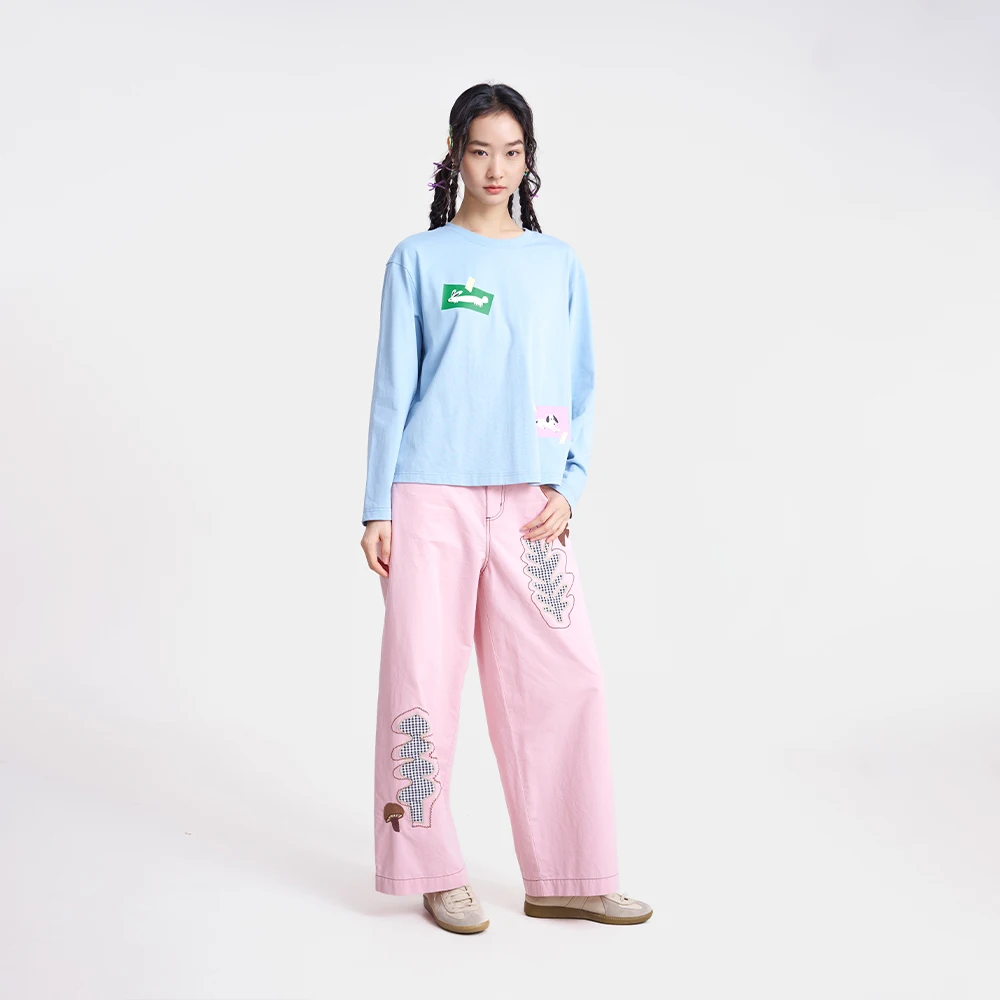 MOVEUP Crew Neck Long Sleeve T-Shirt 2026 Spring New Pure Cotton Cartoon Animal Print Tees Loose Casual Women's Top 3ELC10528