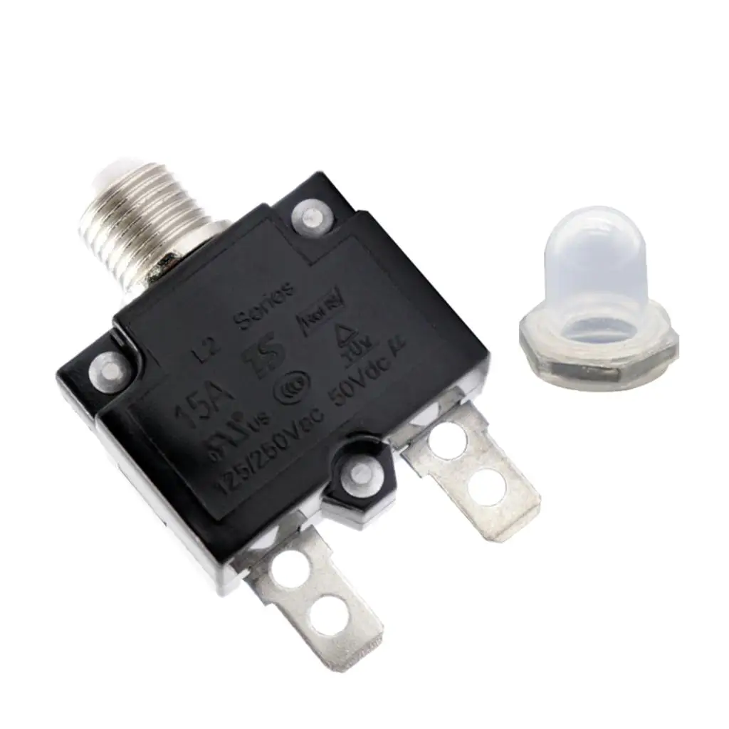 Push Button Circuit Breaker Manual Reset White Switch Waterproof Transparent Cover Overload Protector for Boats