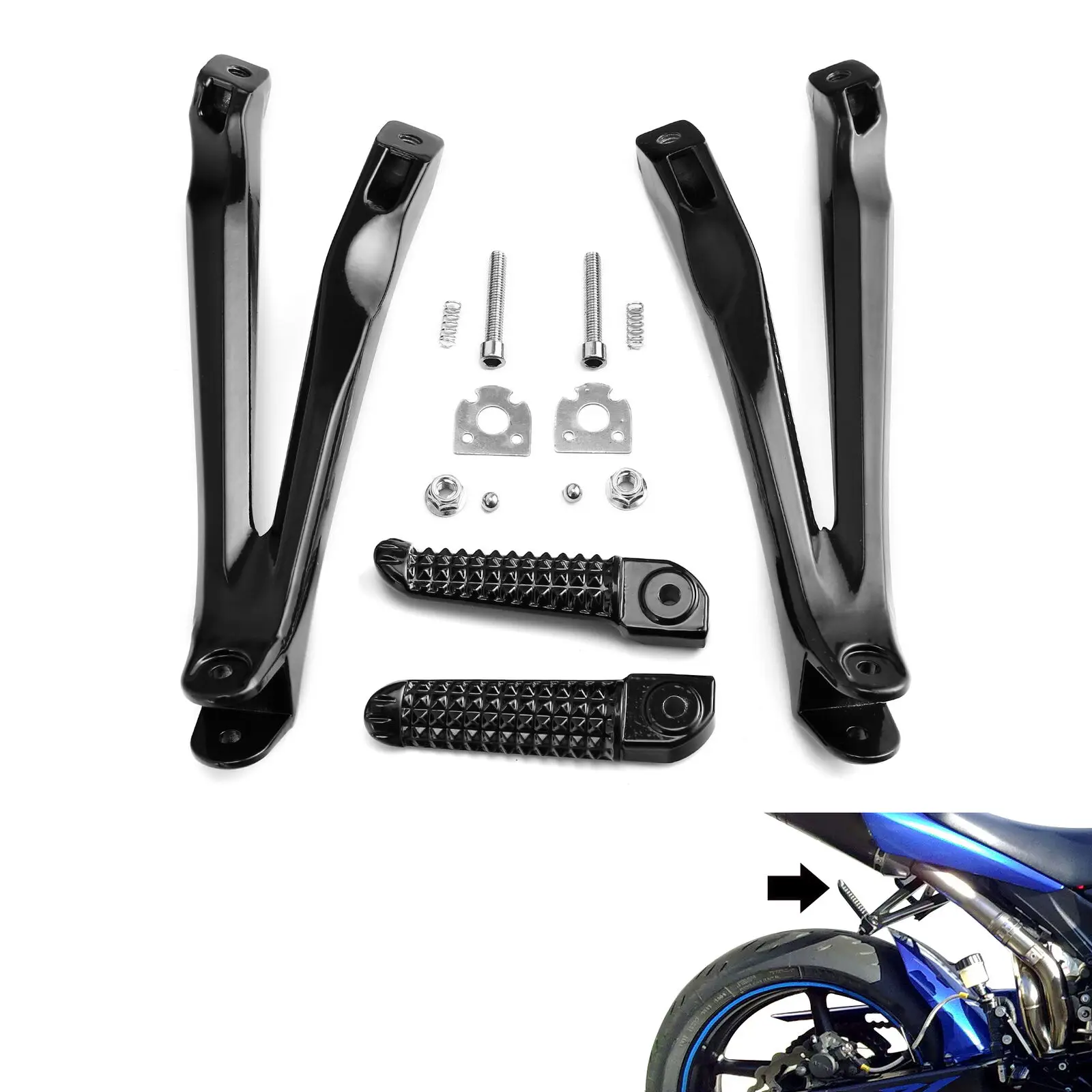 Motorcycle 1Pair Rear Footrest Foot Pegs Set For Yamaha YZFR1 YZF-R1 2004-2008 2005 2006 2007