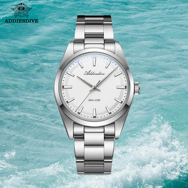 ADDIESDIVE AD2066 Luxury Man Watches 100M Waterproof Stainless Steel Quartz Watch For Men Super Luminous 36mm Relogios Masculino