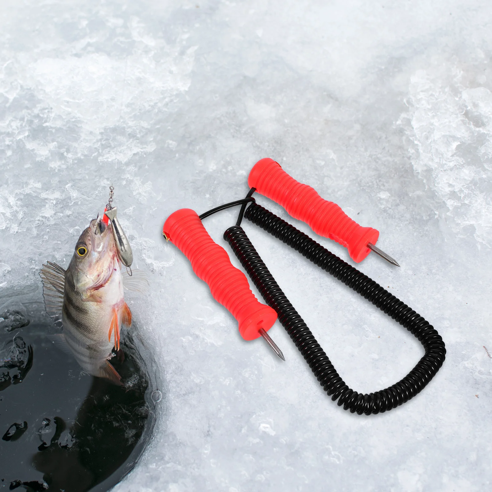 

Fishing Tool Portable Handheld Crusher With Orange Neck Strap For Winter Sports Snow Removal Ice Breaking Outdoor Ice