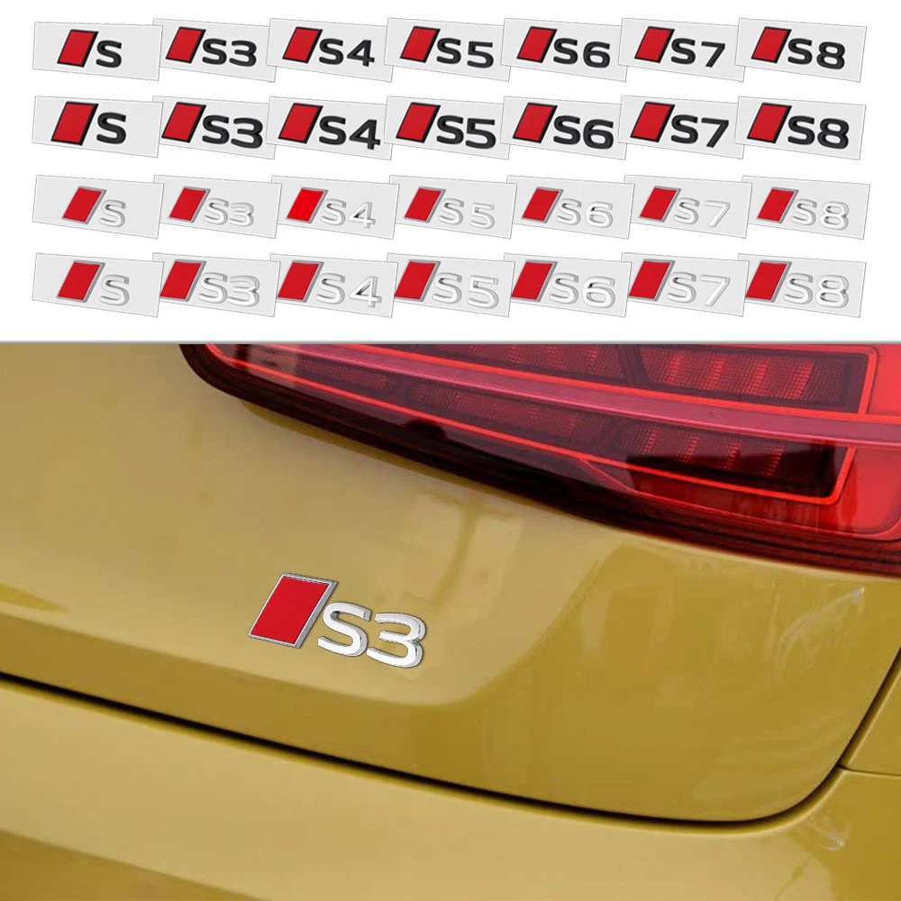 

Aluminum Car S3 S4 S5 S6 S7 S8 Letter Badge Rear Trunk Sticker Emblem For Audi Sline TT RS Quattro S A3 A4 A5 A6 Q3 Q4 Q5 Q6 A7