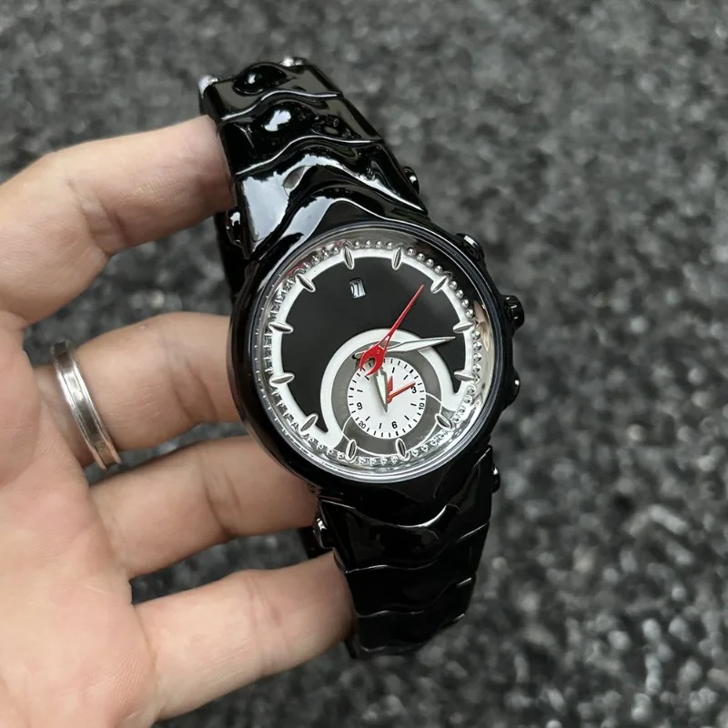 ساعة Y2K للرجال بتصميم غير منتظم باللونين الأبيض والأسود، مقاومة للماء، رياضية، طراز عصري ورائع، ساعة يد متخصصة راقية. #1