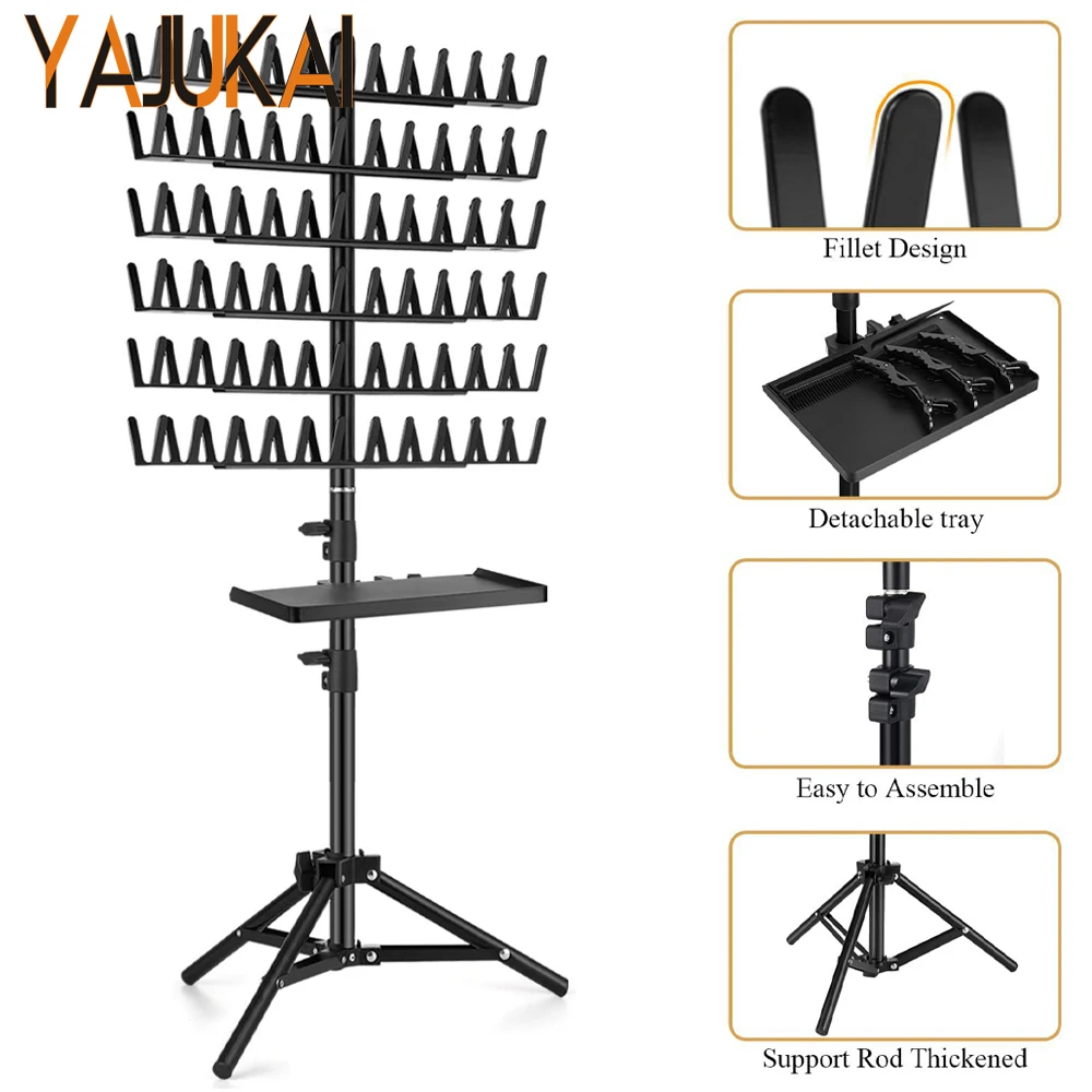 

Yajukai розовый держатель для наращивания волос, вешалка, 144 колышки, 2-сторонняя стойка для плетения, разделитель, подставка с расческой для салона, дома, США